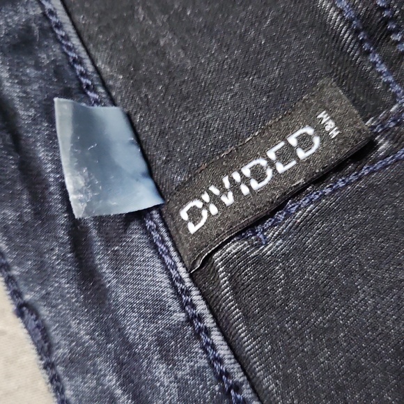 H&M DIVIDED High Rise Super Skinny Dark Denim Navy Blue Scrunch Jeans Jeggings - Picture 7 of 11